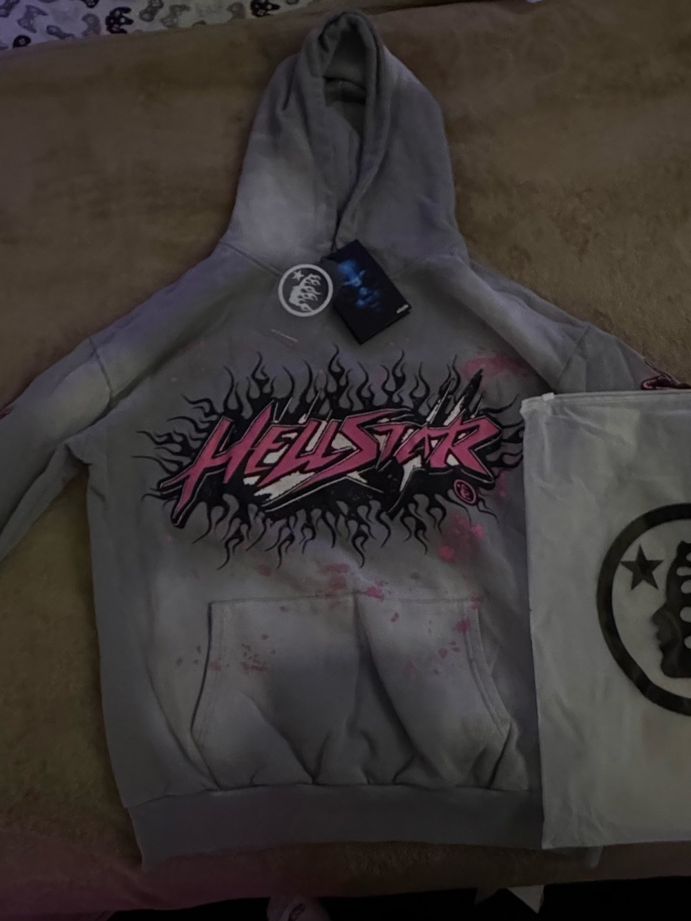 Hellstar Graphic Hooded Sweatshirt - Gray/Pink
